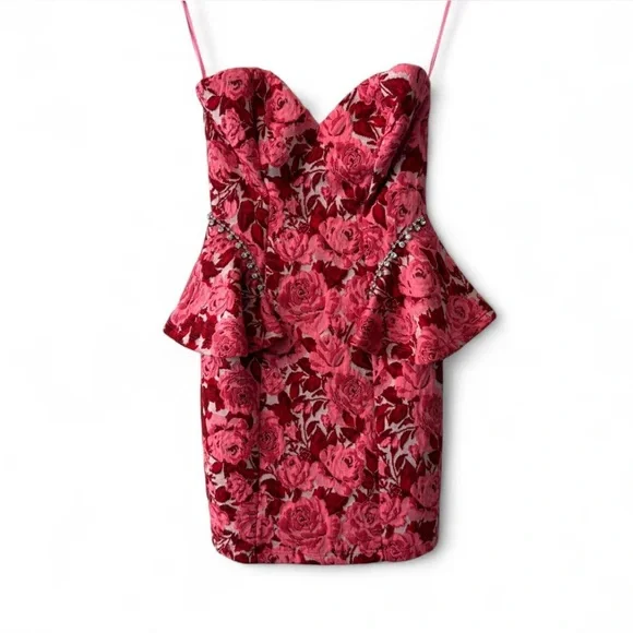Zara Strapless Pink Floral Dress NWT - Picture 3 of 8